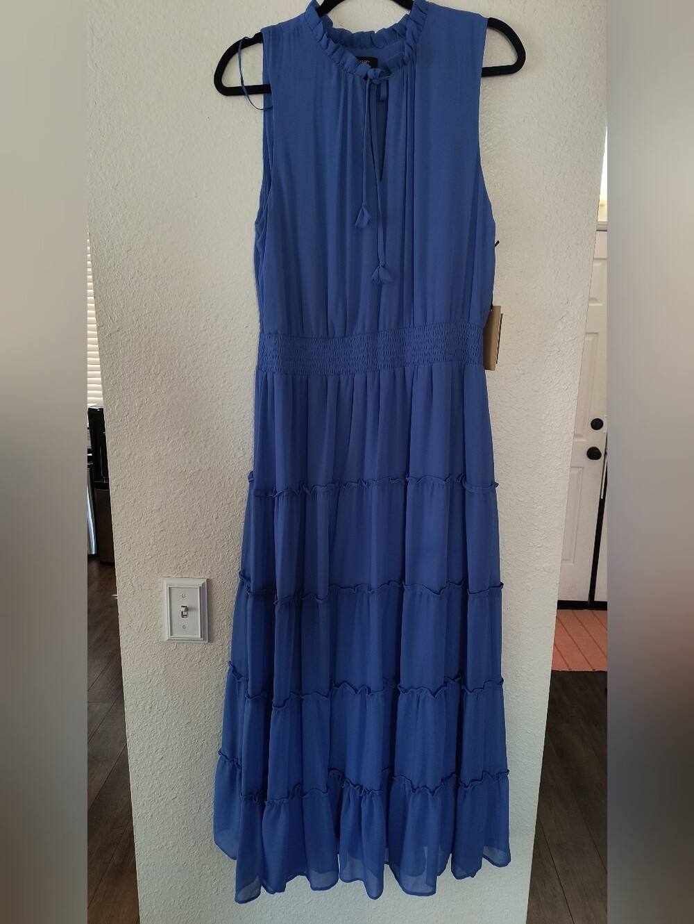 Halogen Sleeveless Ruffle-Tie Maxi Dress in Periwinkle